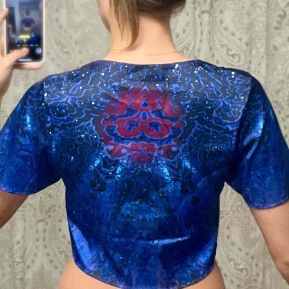 Liberated Heart stellar lace up satin crop top - Picture 2 of 5